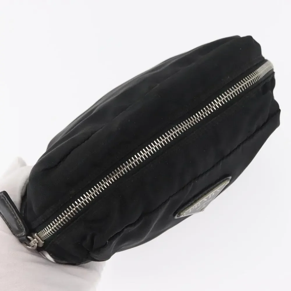 Prada Nylon Leather Pouch Black